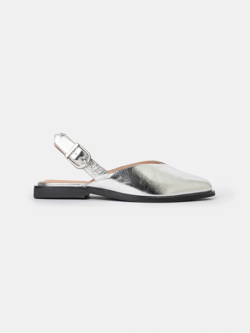 READ DESCRIPTION 9WW WYDR Studios Wide Metallic Silver Marlowe Slingback Flat